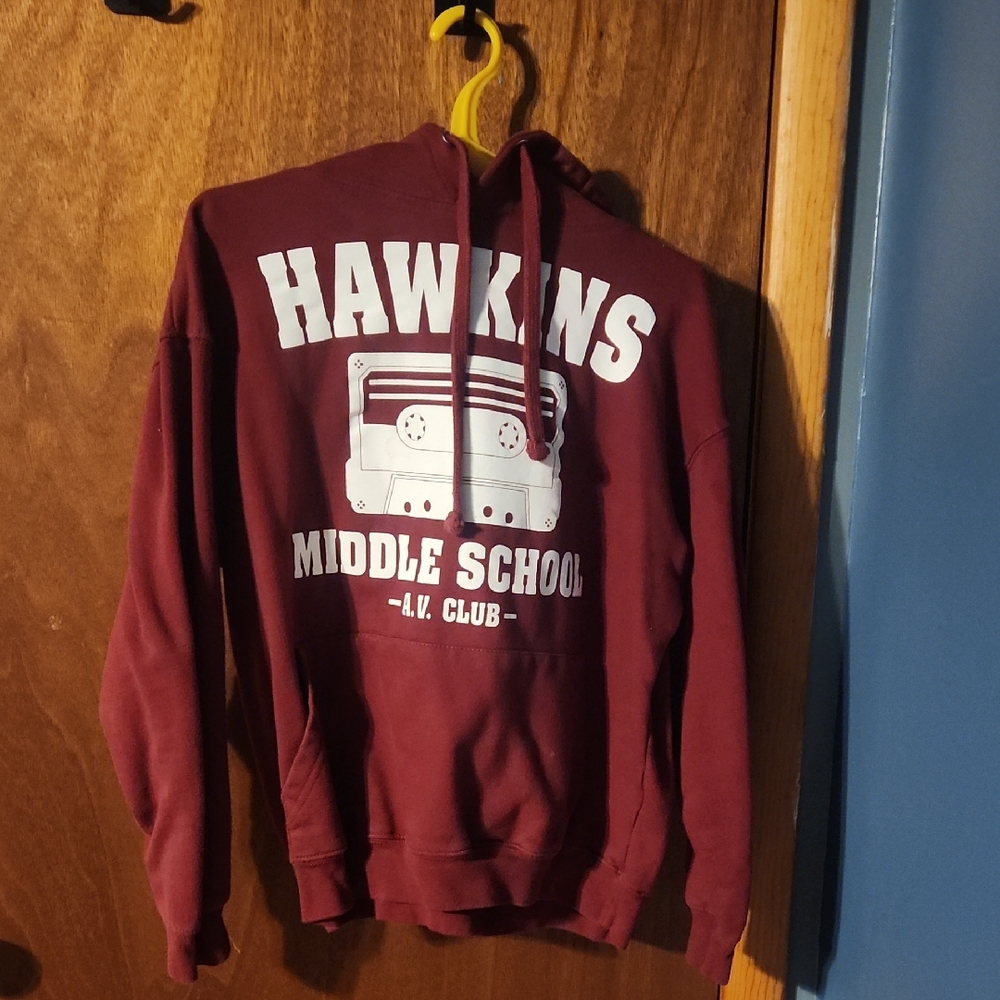 Stranger Things Hawkins Middle School Maroon Hoodie